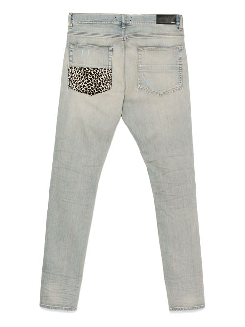 Jeans con stampa leopardo AMIRI | AMDNSY1080ANTIQUE INDIGO